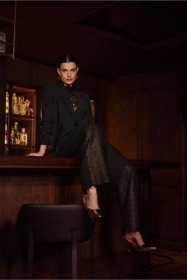 Lexie sparkle waffle trousers - black/gold - 13338