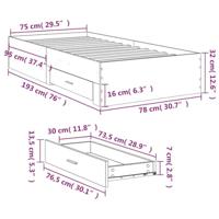 Bedframe met lades bewerkt hout gerookt eikenkleurig 75x190 cm - thumbnail