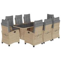 9-delige Tuinset met kussens poly rattan gemengd beige - thumbnail