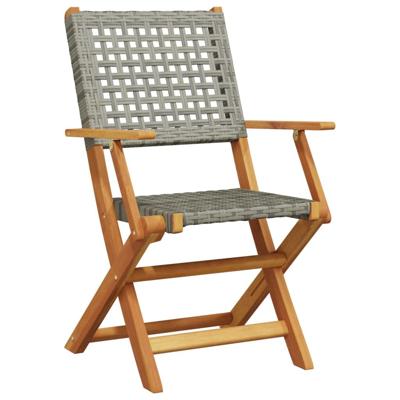 5-delige Tuinset poly rattan en massief hout grijs - thumbnail