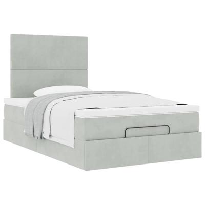 Ottoman bed met matrassen 140x190cm fluweel lichtgrijs