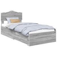 Bedframe met hoofdeinde Grijs Sonoma 90 x 200 cm Bewerkt hout - thumbnail