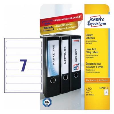 Avery Zweckformft L4760-100 ordnerrugetiketten ft 192 x 38 mm (b x h), 700 etiketten, wit