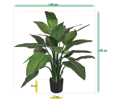 Strelitzia kunstplant 95cm - groen