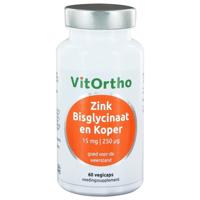 VitOrtho Zink Bisglycinaat En Koper Capsules 60st - thumbnail