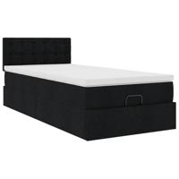 Bed met matras 90x200 cm stof zwart - thumbnail
