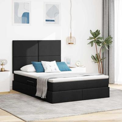 Opslag bed met matras met opslag Zwart 140 x 190 cm Nep Leer