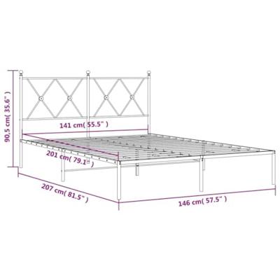 Bedframe met hoofdbord metaal zwart 140x200 cm - thumbnail
