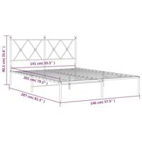 Bedframe met hoofdbord metaal zwart 140x200 cm - thumbnail