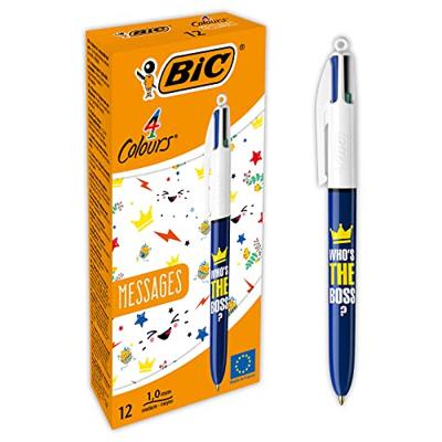 Bic Colours Messages 4-kleurenbalpen, medium, klassieke inktkleuren, doos van 12 stuks - thumbnail