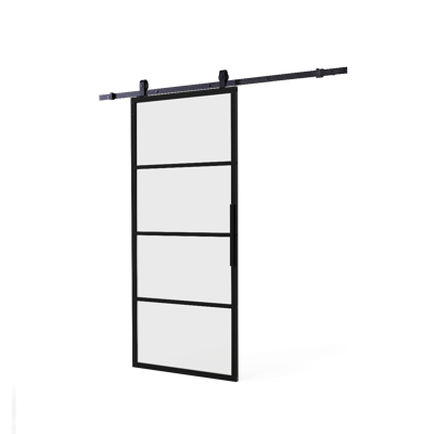 Intersteel DIY-schuifdeur Cubo zwart incl. matglas 2150x980x28mm + zwart ophangsysteem Basic Top