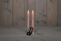 2Pcs Roze Rustiek Wax Diner Kaars 23Cm Bew. Vlam Met Afstands Bediening 2Xaa Anna's Collection - Annas collection - thumbnail