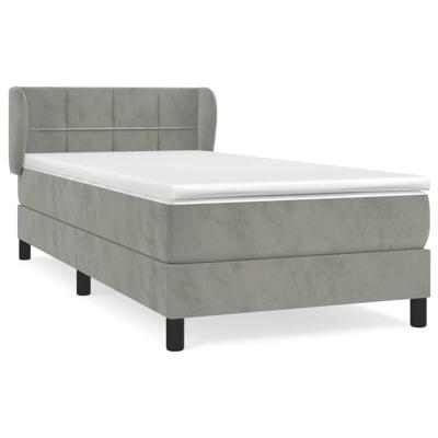 Boxspring met matras fluweel lichtgrijs 90x190 cm