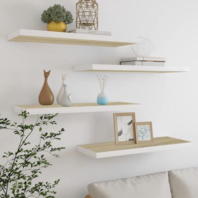 Wandschappen zwevend 4 st 80x23,5x3,8 cm MDF eikenkleurig wit Wandschappen zwevend 4 st 80x23,5x3,8 cm MDF eikenkleurig wit