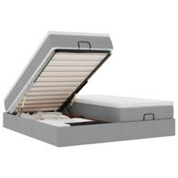Ottoman bed met matrassen 180x200cm stof lichtgrijs - thumbnail