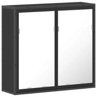 Badkamerkast met spiegel 65x20x60 cm bewerkt hout zwart - thumbnail
