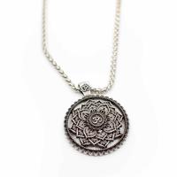 Tibetaanse Mandala OHM Ketting - Zilverkleurig - thumbnail