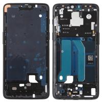 Front behuizing LCD frame bezel plaat met kant toetsen voor OnePlus 6 (Jet zwart) - thumbnail