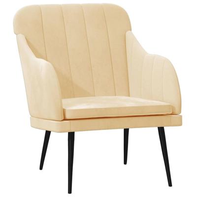 Fauteuil 63x76x80 cm fluweel crèmekleurig