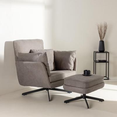 Nohr Fauteuil 'Crystie' Met voetenbank, Bouclé, kleur Grijs