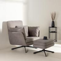 Nohr Fauteuil 'Crystie' Met voetenbank, Bouclé, kleur Grijs - thumbnail