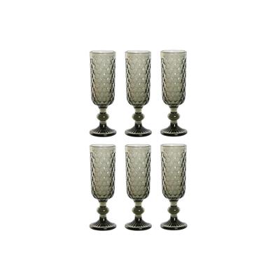 Set van bekers Home ESPRIT Grijs Kristal 150 ml (6 Stuks)