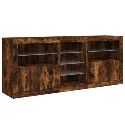 Dressoir met LED-verlichting 181,5x37x67 cm gerookt eikenkleur