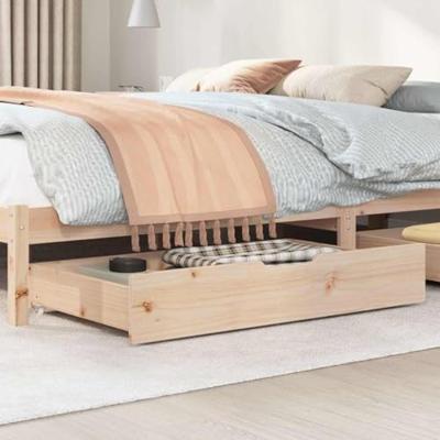VidaXL Bedlades 2 st met wieltjes 90x55x17 cm massief grenenhout VidaXL Bedlades 2 st met wieltjes 90x55x17 cm massief grenenhout