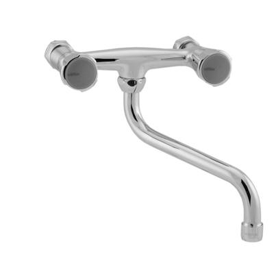 Venlo Nimbus II Messing Eco keukenkraan wandmodel met draaibare onderuitloop Chroom