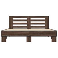 Bedframe bewerkt hout metaal bruin eikenkleur 200x200 cm - thumbnail