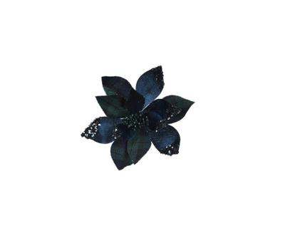 Poinsettia op clip 27 cm blauw ruit