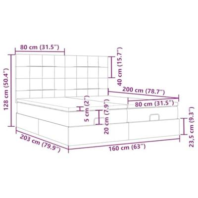 Ottoman bed met matrassen 160x200cm stof lichtgrijs