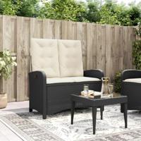 Tuinbankje verstelbaar met kussens poly rattan zwart - thumbnail