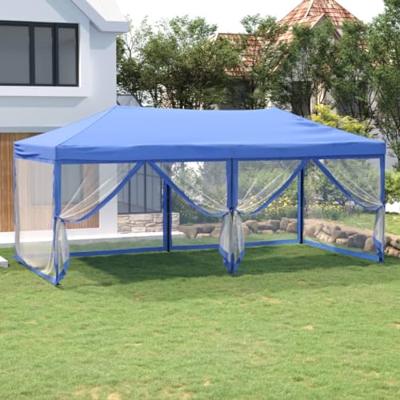 Partytent inklapbaar met zijwanden 3x6 m blauw