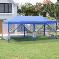 Partytent inklapbaar met zijwanden 3x6 m blauw - thumbnail