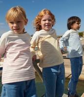 Marinière kind in katoen PETIT BATEAU rozen - thumbnail