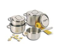 Demeyere Pannenset Resto 3 RVS - Kookpan ø 18, 20, 24 cm & Steelpan ø 16 cm + Deksels - 4 Delig - thumbnail