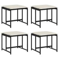 Tuinkrukken met kussens 4 st poly rattan zwart - thumbnail