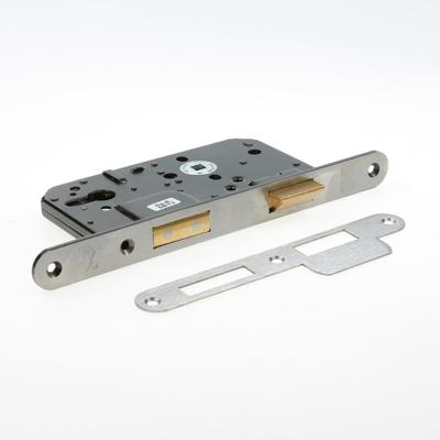 Nemef 4219 Veiligheidsdeurslot | SKG** | DM60mm | PC72mm | krukgat 8mm | voorplaat RVS 25x260mm afgerond | messing dag- en nachtschoot | DR 1+3 -