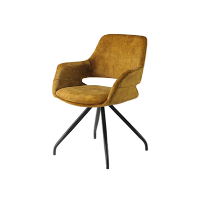 LivingFurn Eetkamerstoel 'Capp' Velvet, kleur Okergeel LivingFurn Eetkamerstoel 'Capp' Velvet, kleur Okergeel