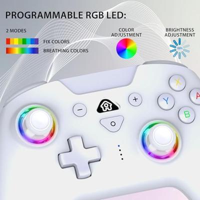 Subsonic – Draadloze controller voor Switch en Switch 2 – Wireless draadloze controller met LED, trillingen en 6-assige gyro - Wit