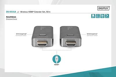 Digitus DS-55318 Draadloze HDMI-set 50 m 5 GHz 1920 x 1080 Pixel Digitus DS-55318 Draadloze HDMI-set 50 m 5 GHz 1920 x 1080 Pixel