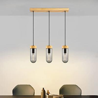 Home sweet home capri hanglamp 3L klein hout/glas - thumbnail