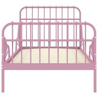 Bedframe verlengbaar metaal roze 80x130/200 cm - thumbnail