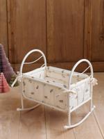 Schommelbed voor poppen in metaal en katoen ecru - thumbnail