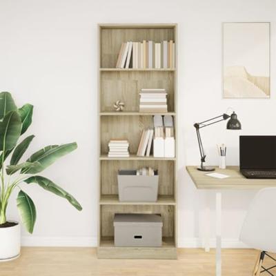 Boekenkast 60x24x176 cm bewerkt hout sonoma eikenkleurig