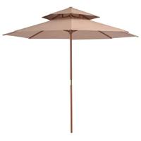 Parasol dubbeldekker met houten paal 270 cm taupe - thumbnail