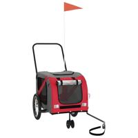 Fietskar voor huisdieren, rood en grijs Oxford-stof en ijzer - thumbnail