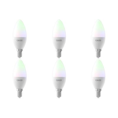 Calex - Led Lamp 6 Pack - Smart Kaarslamp B35 - E14 Fitting - Dimbaar - 5w - Aanpasbare Kleur Cct - Rgb - Mat Wit Calex - Led Lamp 6 Pack - Smart Kaarslamp B35 - E14 Fitting - Dimbaar - 5w - Aanpasbare Kleur Cct - Rgb - Mat Wit