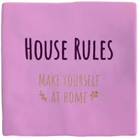 Plenty Gifts tegeltje keramiek house rules 10x10cm roze - thumbnail